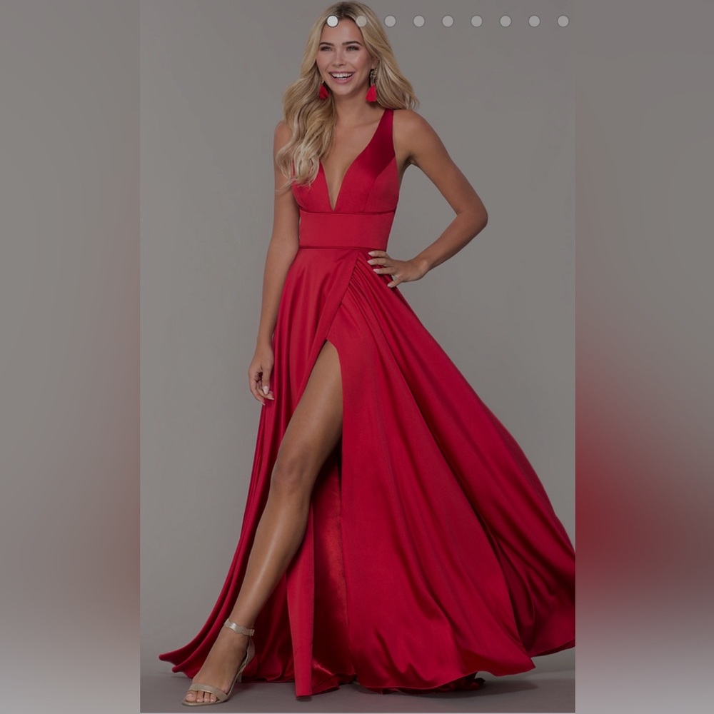 Because red satin gown